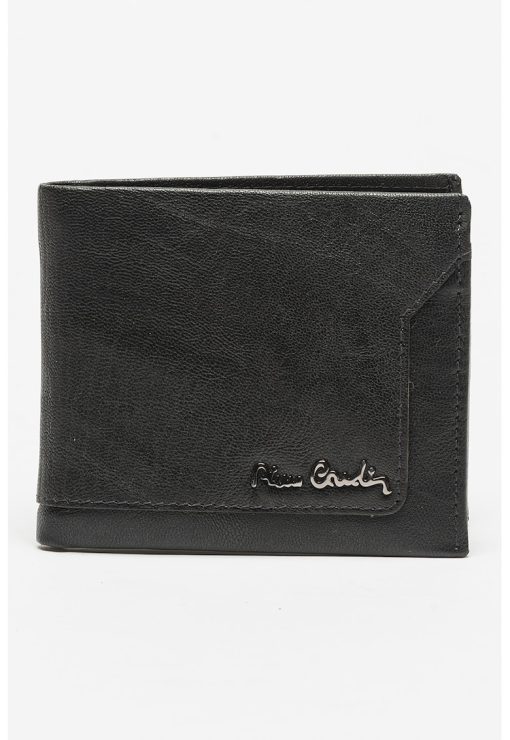 Portofel din piele ecologica cu logo metalic-BARBATI/GENTI SI ACCESORII/Portofele si brelocuri-GENTI SI ACCESORII/Portofele si brelocuri