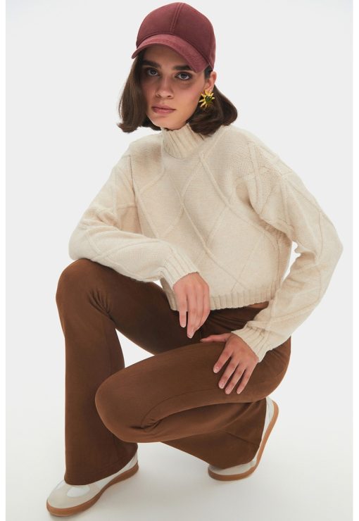 Pulover crop din tricot cu aspect incrucisat-FEMEI/IMBRACAMINTE/Pulovere si cardigane-IMBRACAMINTE/Pulovere si cardigane