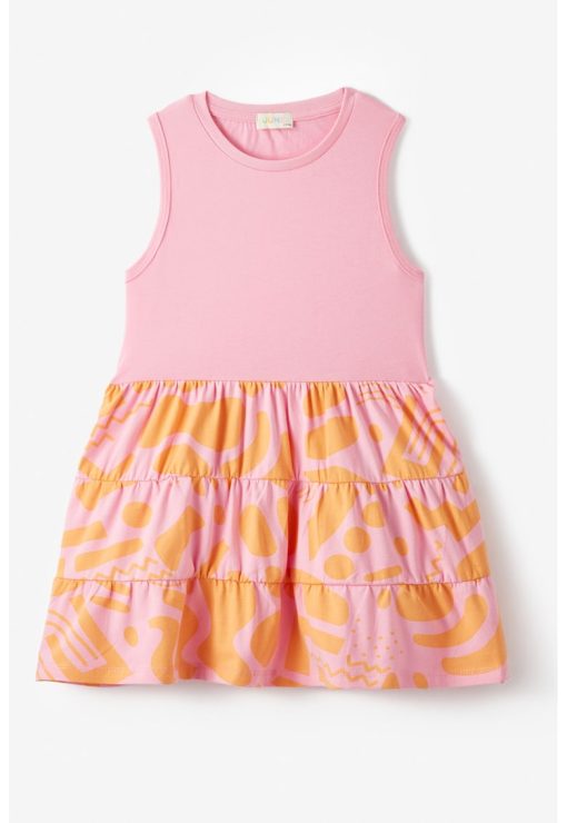 Rochie combi cu imprimeu-FETE/IMBRACAMINTE/Rochii-IMBRACAMINTE/Rochii