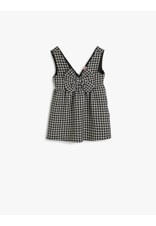 Rochie cu decolteu in V si detaliu cu funda-FETE/IMBRACAMINTE/Rochii-IMBRACAMINTE/Rochii