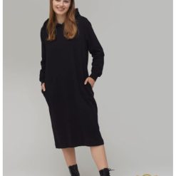 Rochie cu maneca lunga si cu gluga din bumbac-FEMEI/IMBRACAMINTE/Rochii-IMBRACAMINTE/Rochii