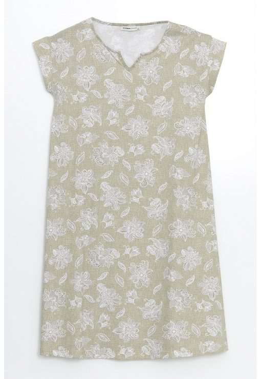 Rochie cu maneci scurte si model floral-FEMEI/IMBRACAMINTE/Rochii-IMBRACAMINTE/Rochii