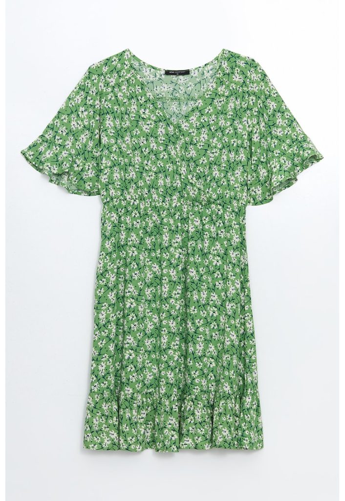 Rochie cu volane si model floral-FEMEI/IMBRACAMINTE/Rochii-IMBRACAMINTE/Rochii