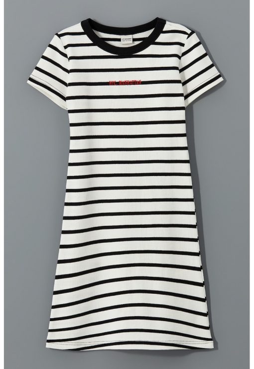 Rochie din amestec de bumbac cu dungi-FETE/IMBRACAMINTE/Rochii-IMBRACAMINTE/Rochii