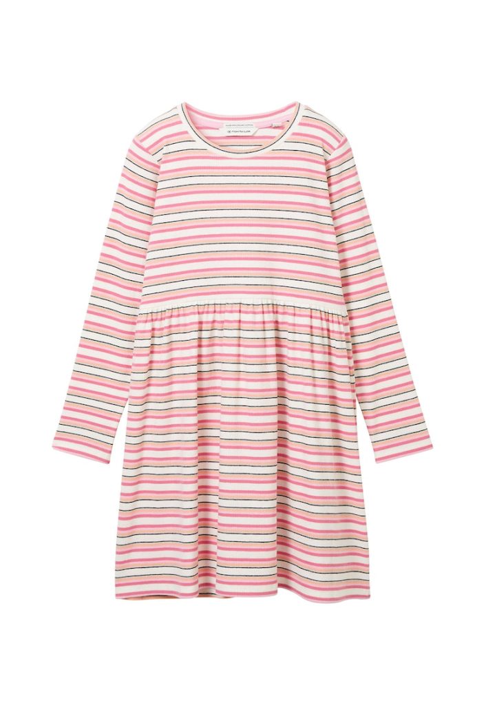 Rochie din amestec de bumbac cu model in dungi-FETE/IMBRACAMINTE/Rochii-IMBRACAMINTE/Rochii