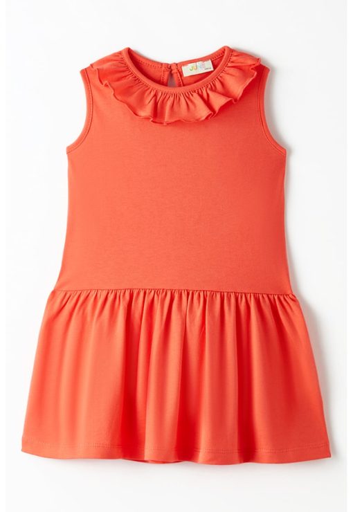 Rochie din bumbac cu guler cu volan-FETE/IMBRACAMINTE/Rochii-IMBRACAMINTE/Rochii