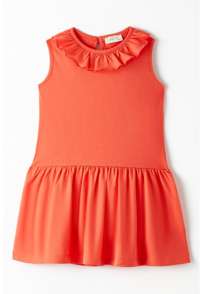 Rochie din bumbac cu guler cu volan-FETE/IMBRACAMINTE/Rochii-IMBRACAMINTE/Rochii