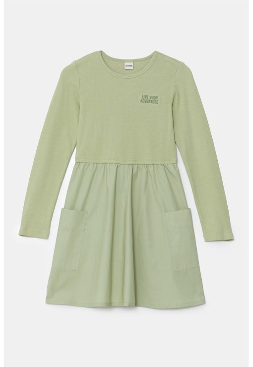 Rochie evazata din amestec de bumbac-FETE/IMBRACAMINTE/Rochii-IMBRACAMINTE/Rochii