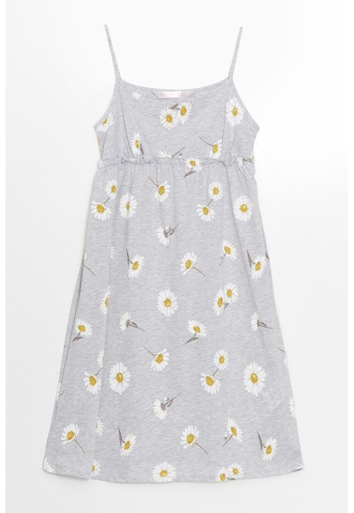 Rochie fara maneci cu croiala in A si model floral-FEMEI/IMBRACAMINTE/Rochii-IMBRACAMINTE/Rochii