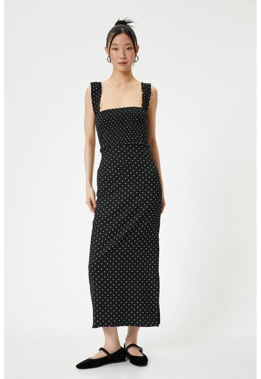 Rochie maxi cambrata cu buline-FEMEI/IMBRACAMINTE/Rochii-IMBRACAMINTE/Rochii