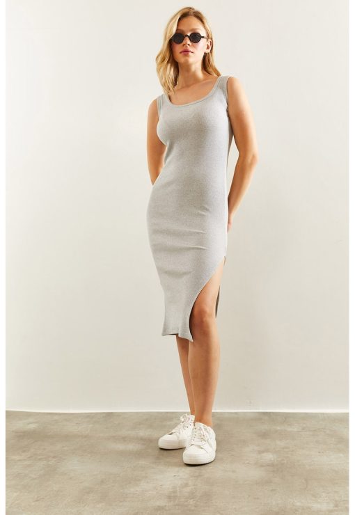Rochie midi cambrata cu slit lateral-FEMEI/IMBRACAMINTE/Rochii-IMBRACAMINTE/Rochii