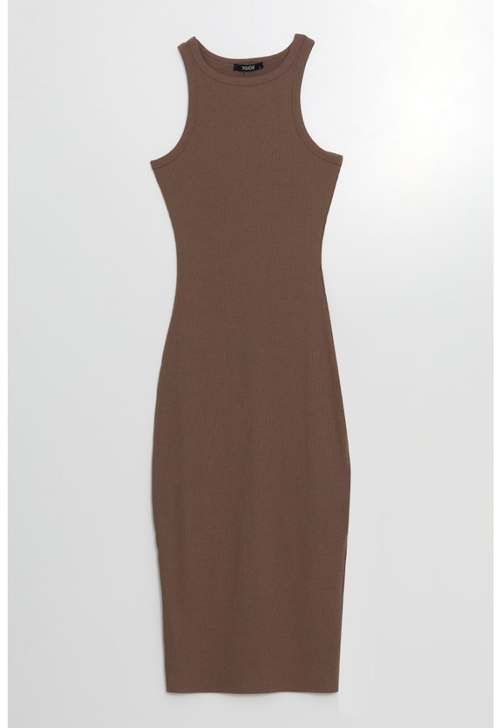 Rochie midi cambrata cu slit pe partea din spate-FEMEI/IMBRACAMINTE/Rochii-IMBRACAMINTE/Rochii