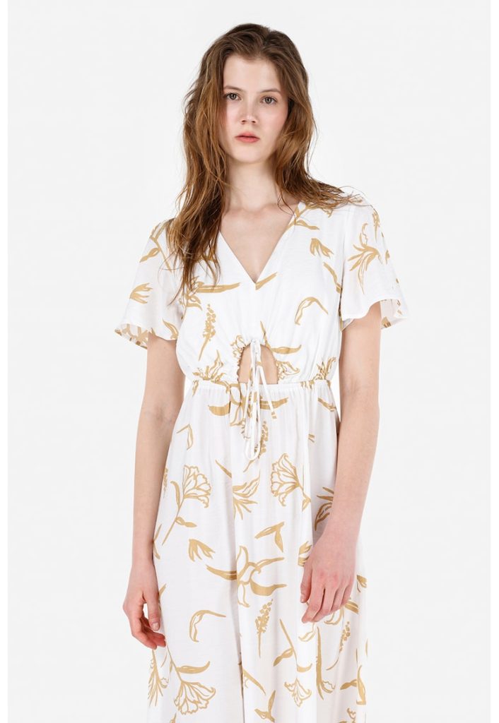 Rochie midi cu decolteu in V si decupaj-FEMEI/IMBRACAMINTE/Rochii-IMBRACAMINTE/Rochii