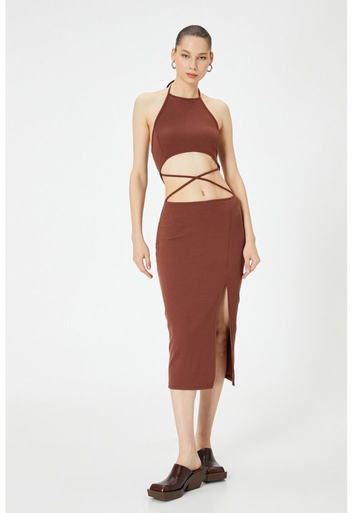 Rochie midi cu slit lateral-FEMEI/IMBRACAMINTE/Rochii-IMBRACAMINTE/Rochii