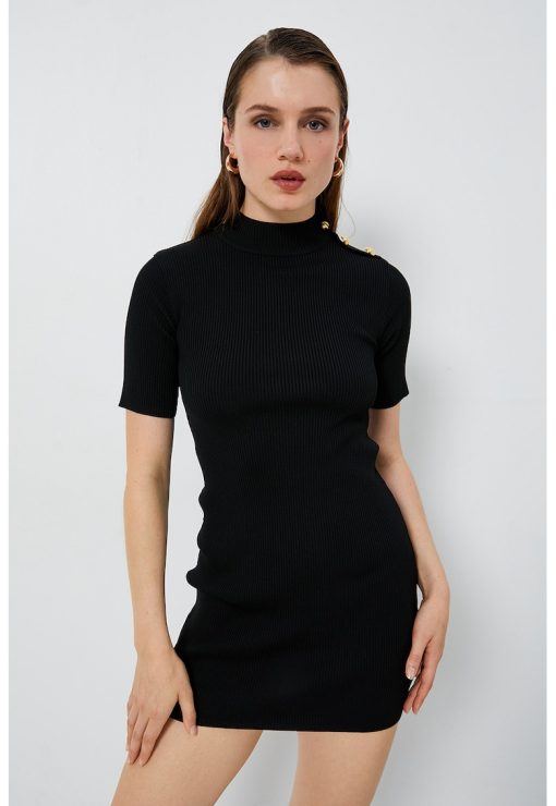 Rochie mini cu striatii si decolteu la baza gatului-FEMEI/IMBRACAMINTE/Rochii-IMBRACAMINTE/Rochii