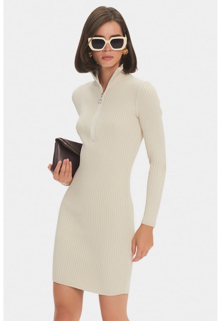 Rochie mini striata cu fenta cu fermoar-FEMEI/IMBRACAMINTE/Rochii-IMBRACAMINTE/Rochii
