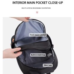 Rucsac pliabil unisex Maeron GT3759 port USB Negru 5