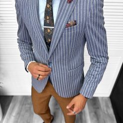 Sacou barbati slim fit  cu dungi 3131 37-4-Sacouri barbati