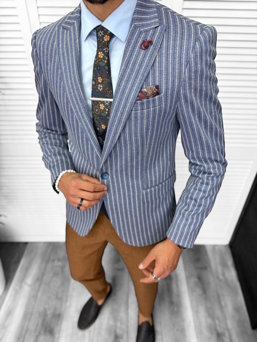 Sacou barbati slim fit  cu dungi 3131-Sacouri barbati