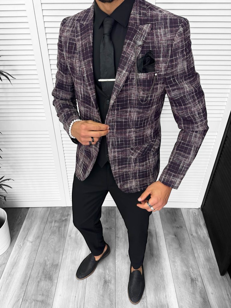 Sacou barbati slim fit grena 13197  111-2*-Sacouri barbati