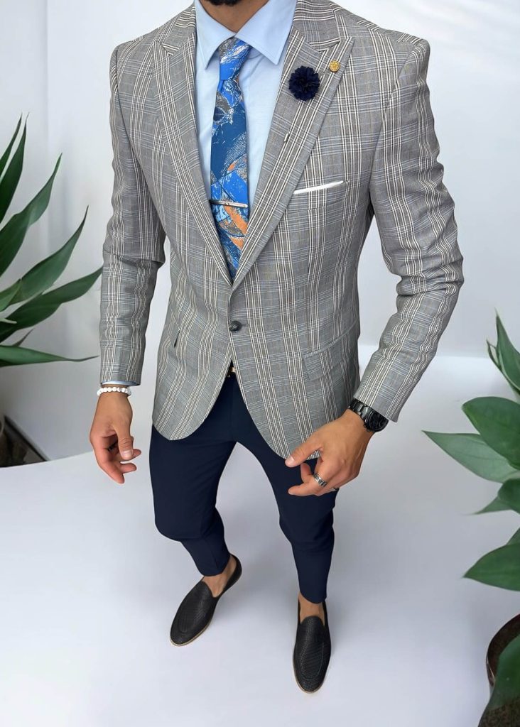 Sacou barbati slim fit gri 1031-Sacouri barbati