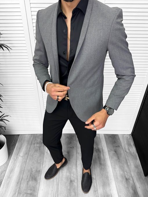 Sacou barbati slim fit gri CK023 43-4-Sacouri barbati