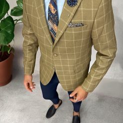 Sacou barbati slim fit   maro in carouri 3259 27-2-Sacouri barbati