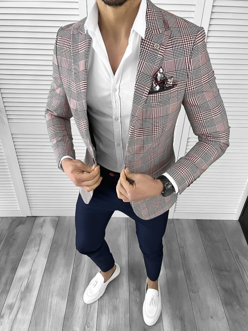 Sacou barbati slim fit rosu 732  D3-5.3-Sacouri barbati