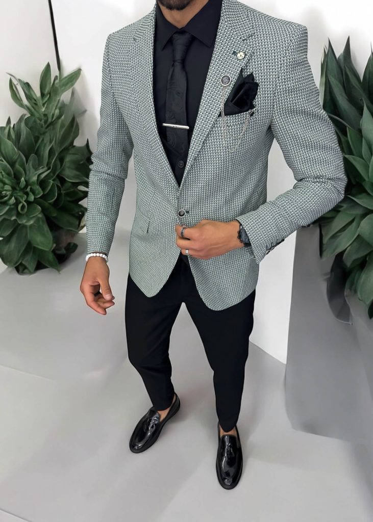 Sacou barbati slim fit verde 565-Sacouri barbati