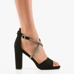 Sandale cu toc Pamela Negre 5