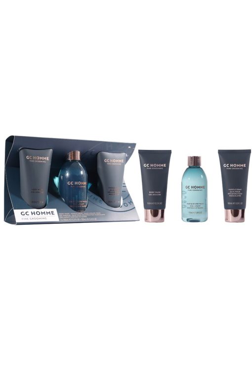 Set Cadou Daily Essentials - GC Homme Fine Grooming - Gel de Dus - Sampon pentru Par si Barba - Spuma de Baie pentru Relaxarea Muschilor -  3 articole-BARBATI/INGRIJIRE COSMETICA/Ingrijire corp-INGRIJIRE COSMETICA/Ingrijire corp