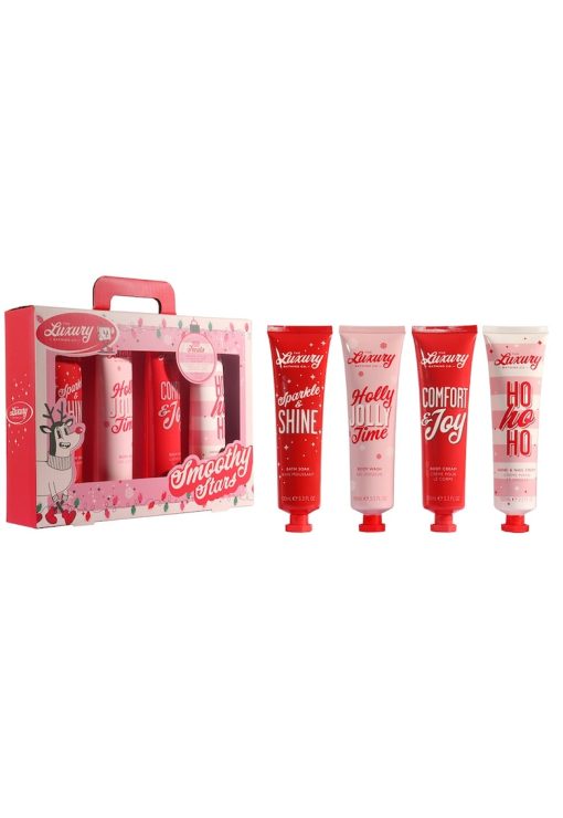 Set Cadou Smoothy Stars - Candy Canes - Cocoa & Vanilla Swirl - Spuma de Baie - Gel de Dus - Crema Corp - Crema Maini si Unghii -  4 articole-FEMEI/INGRIJIRE COSMETICA/Ingrijire corp-INGRIJIRE COSMETICA/Ingrijire corp