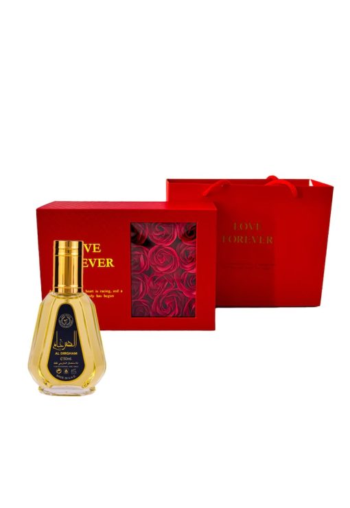 Set Mirevo Apa de Parfum  Al Dirgham Limited Edition - 50 ml si Cutie cu trandafiri-FEMEI/GENTI SI ACCESORII/Produse cosmetice-GENTI SI ACCESORII/Produse cosmetice