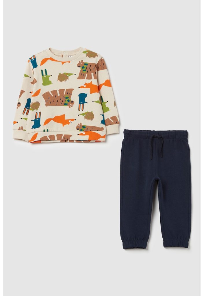 Set de bluza si pantaloni cu imprimeu cu animale-BAIETI/IMBRACAMINTE/Sport-IMBRACAMINTE/Sport