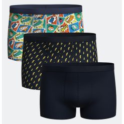 Set de boxeri cu model si uni - 3 perechi-BARBATI/IMBRACAMINTE/Lenjerie intima-IMBRACAMINTE/Lenjerie intima