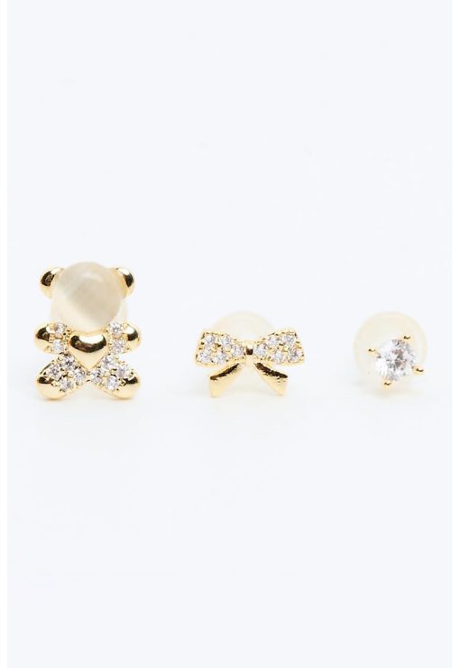 Set de cercei cu zirconia - 3 perechi-FEMEI/GENTI SI ACCESORII/Bijuterii-GENTI SI ACCESORII/Bijuterii