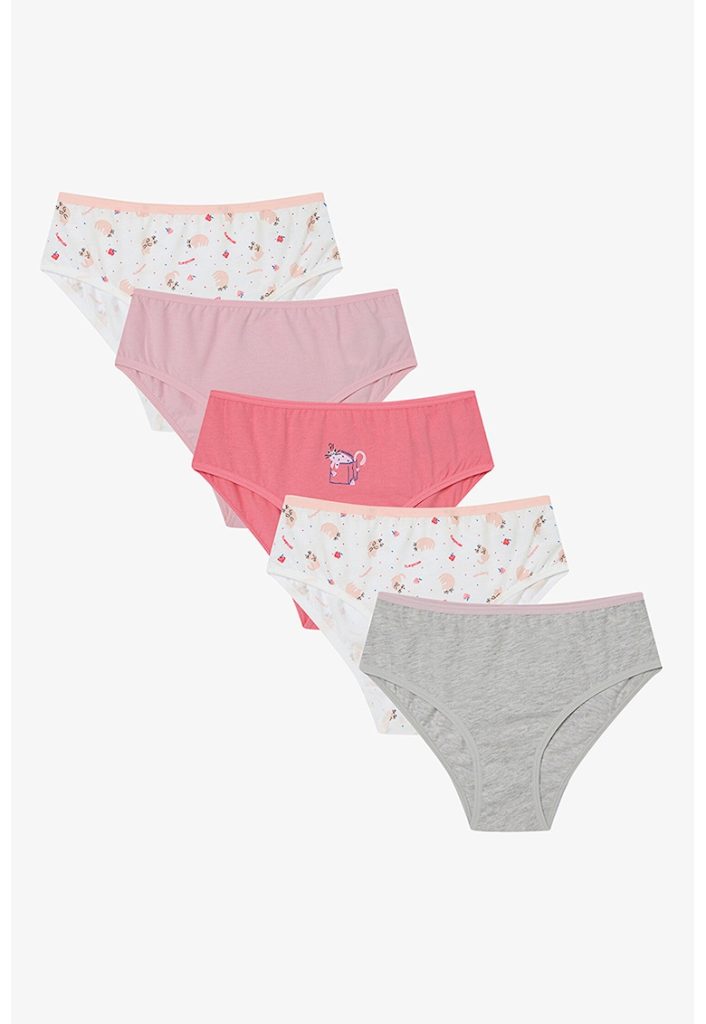Set de chiloti uni si cu model grafic - 5 perechi-FETE/IMBRACAMINTE/Lenjerie intima-IMBRACAMINTE/Lenjerie intima