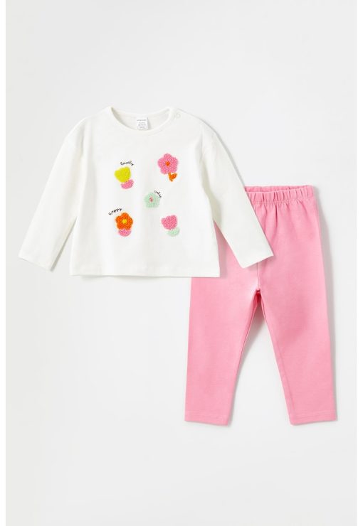 Set de colanti si bluza cu model floral-FETE/IMBRACAMINTE/Seturi de imbracaminte-IMBRACAMINTE/Seturi de imbracaminte