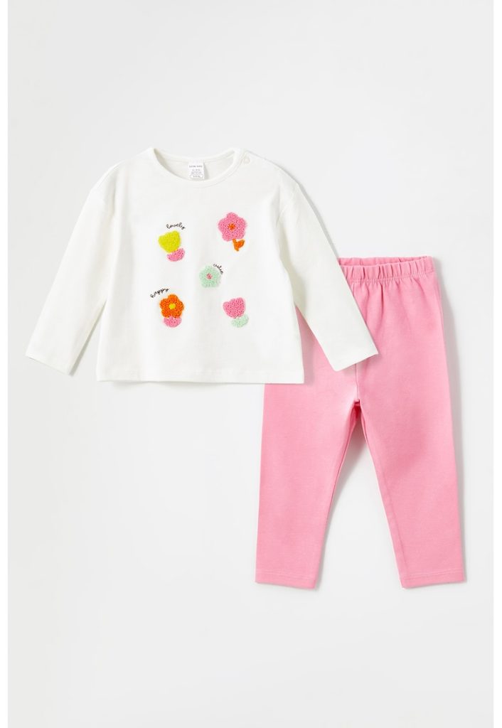 Set de colanti si bluza cu model floral-FETE/IMBRACAMINTE/Seturi de imbracaminte-IMBRACAMINTE/Seturi de imbracaminte