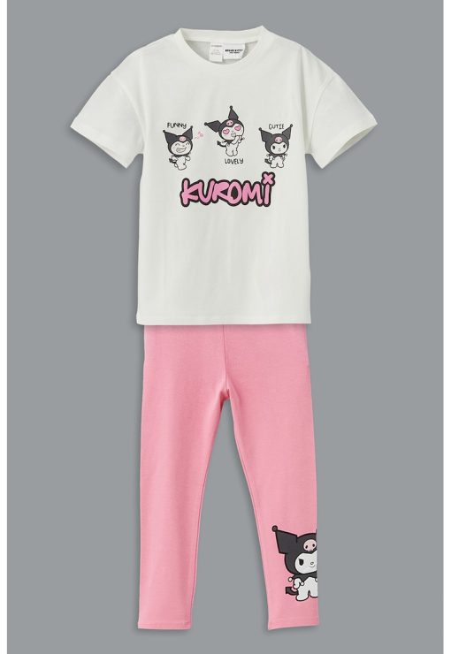Set de colanti si tricou cu imprimeu - 2 Piese-FETE/IMBRACAMINTE/Seturi de imbracaminte-IMBRACAMINTE/Seturi de imbracaminte