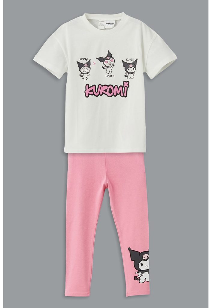 Set de colanti si tricou cu imprimeu - 2 Piese-FETE/IMBRACAMINTE/Seturi de imbracaminte-IMBRACAMINTE/Seturi de imbracaminte