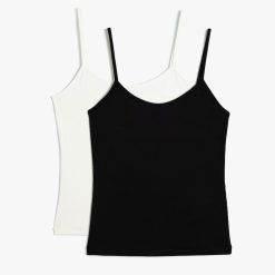 Set de top-uri cu model uni - 2 piese-FEMEI/IMBRACAMINTE/Tricouri si maiouri-IMBRACAMINTE/Tricouri si maiouri