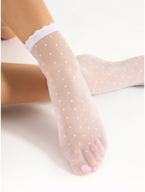 Sosete lycra albe cu buline Fiore Bella 20 den-FEMEI
