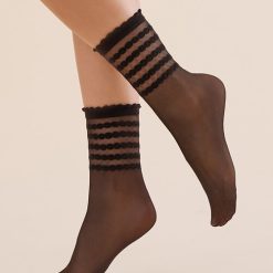 Sosete lycra negre cu model pe glezna Gabriella 1200 Lora 20 den-FEMEI