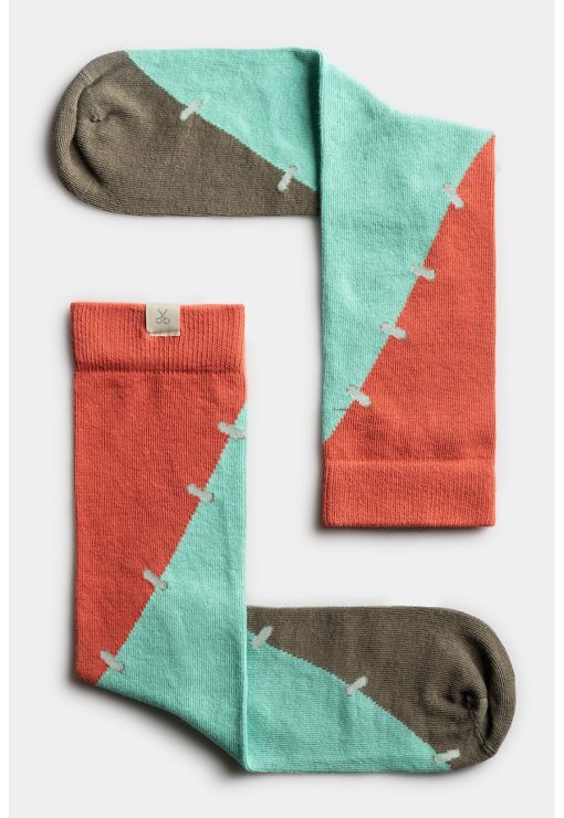 Sosete unisex din amestec de bumbac cu model colorblock-FEMEI/IMBRACAMINTE/Dresuri si sosete-IMBRACAMINTE/Dresuri si sosete