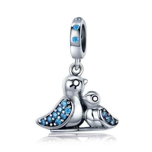 Talisman din argint Family Birds blue-Talismane >> Talismane din Argint (toate)