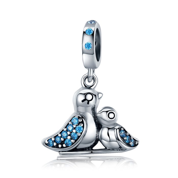 Talisman din argint Family Birds blue-Talismane >> Talismane din Argint (toate)