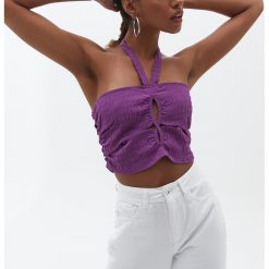 Top crop cu aspect cu volane Vipcut-FEMEI/IMBRACAMINTE/Tricouri si maiouri-IMBRACAMINTE/Tricouri si maiouri