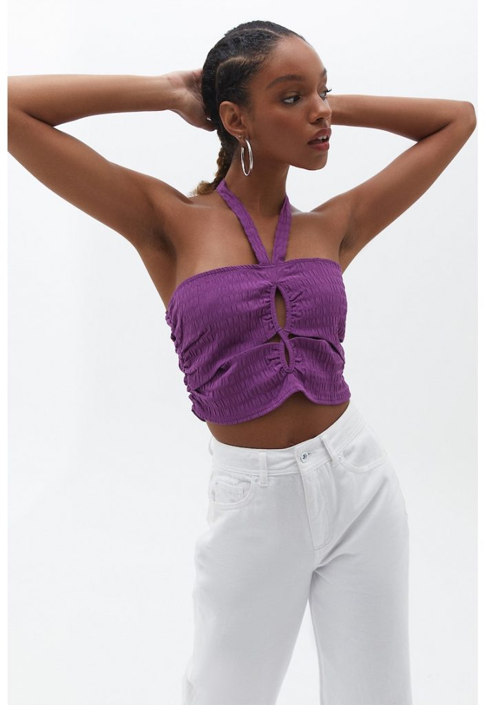 Top crop cu aspect cu volane Vipcut-FEMEI/IMBRACAMINTE/Tricouri si maiouri-IMBRACAMINTE/Tricouri si maiouri