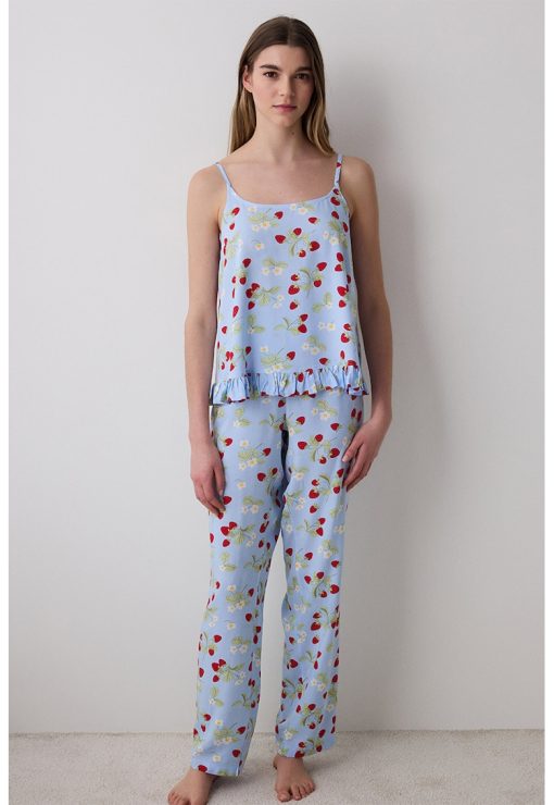 Top de pijama cu imprimeu capsuni-FEMEI/IMBRACAMINTE/Pijamale si halate de baie-IMBRACAMINTE/Pijamale si halate de baie